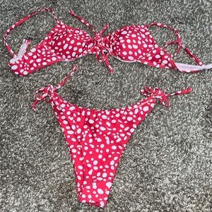 pink and white shein bikini size small